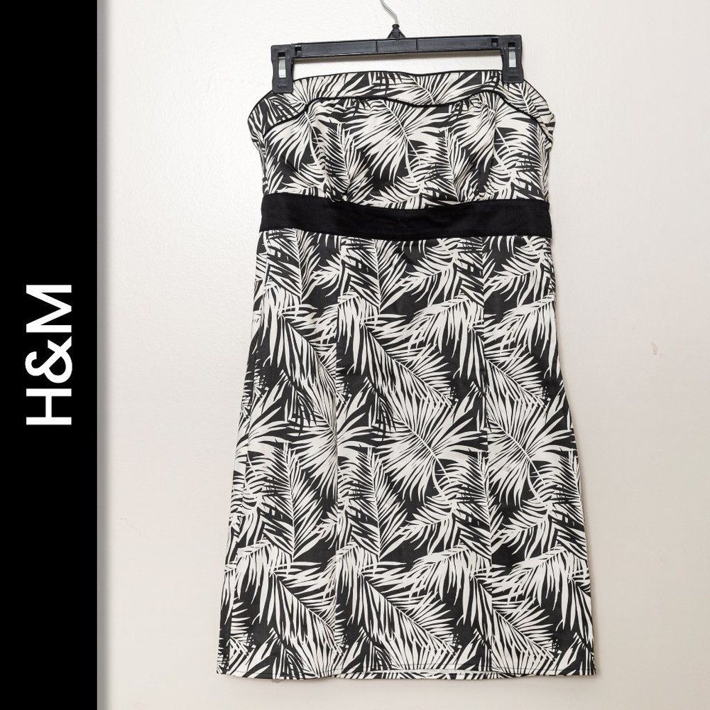 H&M Strapless‎ Palm Print Dress